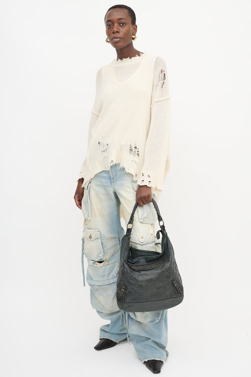 Balenciaga 2010s Leather Motocross Day Bag