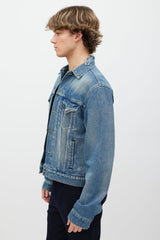 Balenciaga 2020 Blue Campaign Logo Denim Jacket