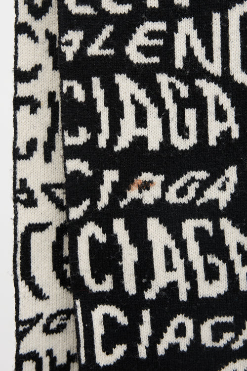 Balenciaga 2019 Wool Wave Allover Logo Scarf