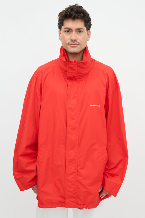 Balenciaga 2020 Logo Packable Hood Jacket