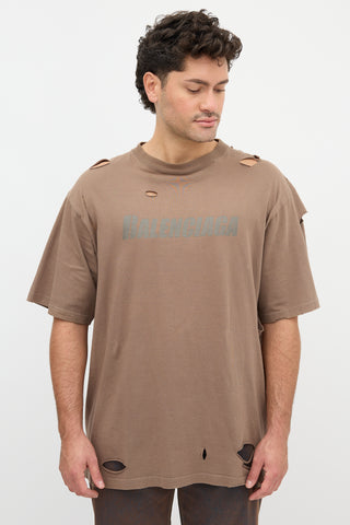 Balenciaga 2021 Distressed Logo T-Shirt