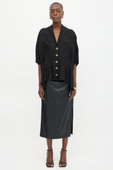Balenciaga 2021 Satin Cursive Logo Blouse