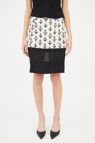 Balenciaga Cream & Navy Anchor Mini Skirt