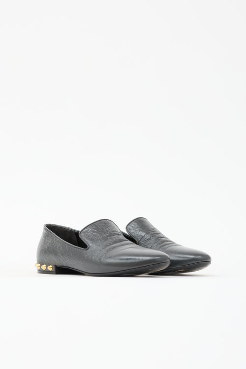 Balenciaga Aged Leather Studded Loafer