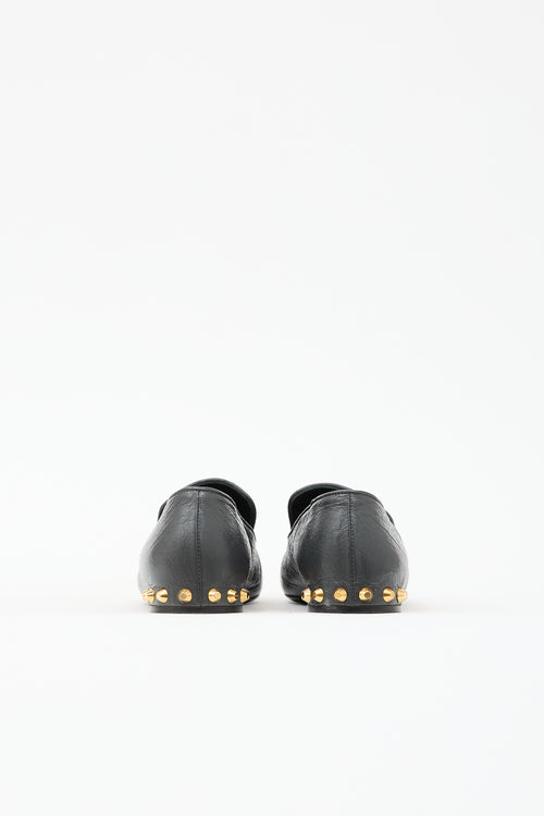 Balenciaga Aged Leather Studded Loafer