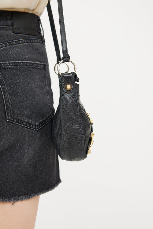 Balenciaga Black Agneau Hip Crossbody Bag