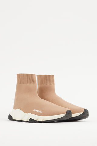Balenciaga Beige & White Knit Speed Sneaker