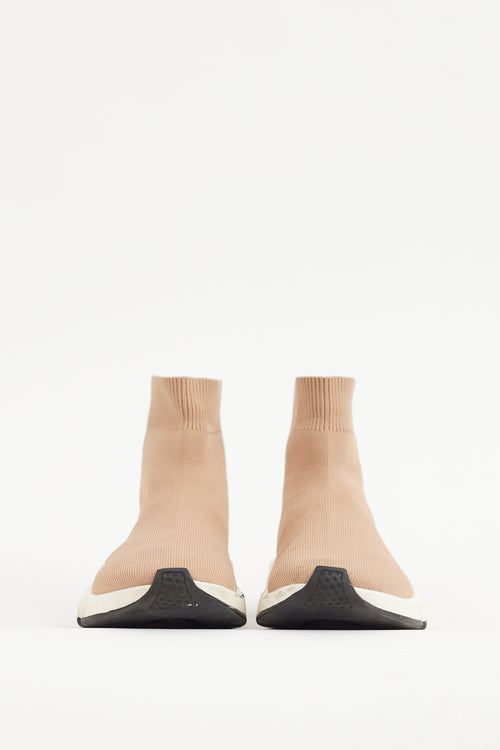 Balenciaga Beige & White Knit Speed Sneaker