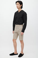 Balenciaga Beige & Blue Plaid Shorts