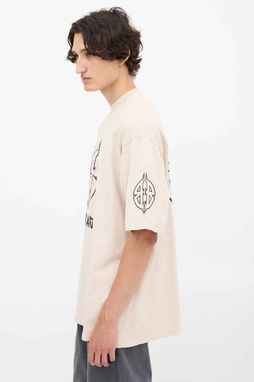 Balenciaga Beige Cotton Logo T-Shirt