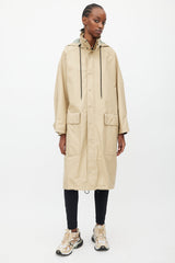Balenciaga Beige & Black Hooded Logo Coat
