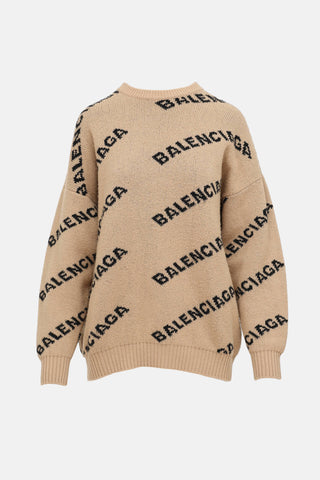 BalenciagaWool Logo Intarsia Sweater