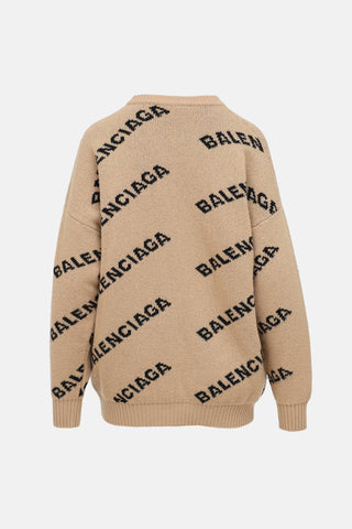 BalenciagaWool Logo Intarsia Sweater