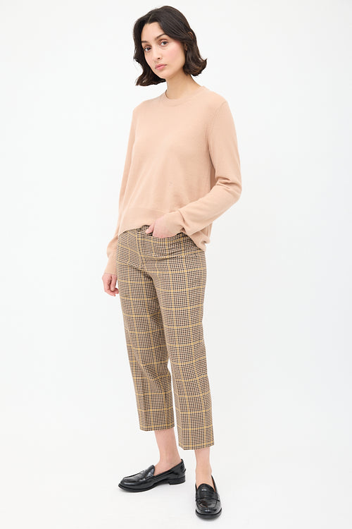 Balenciaga Beige & Multi Wool Check Cropped Trouser