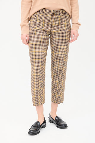 Balenciaga Beige & Multi Wool Check Cropped Trouser