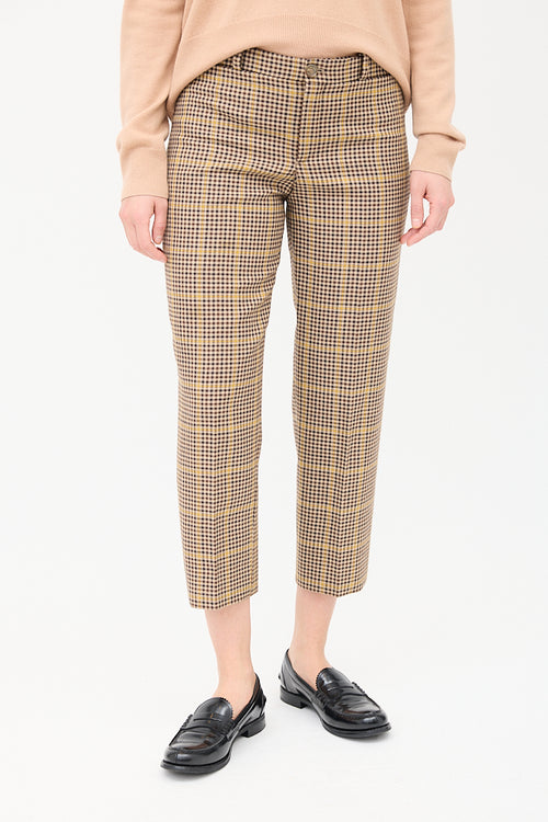 Balenciaga Beige & Multi Wool Check Cropped Trouser