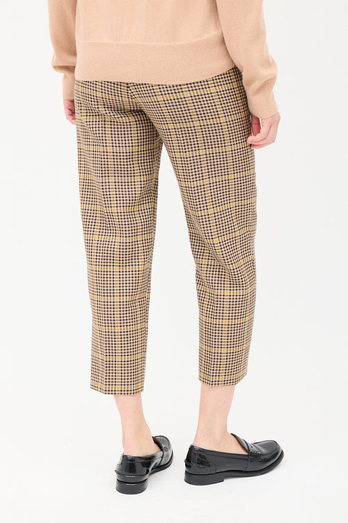 Balenciaga Beige & Multi Wool Check Cropped Trouser