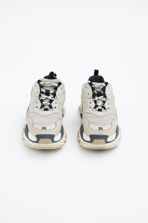 Balenciaga Beige & Grey Triple S Sneakers
