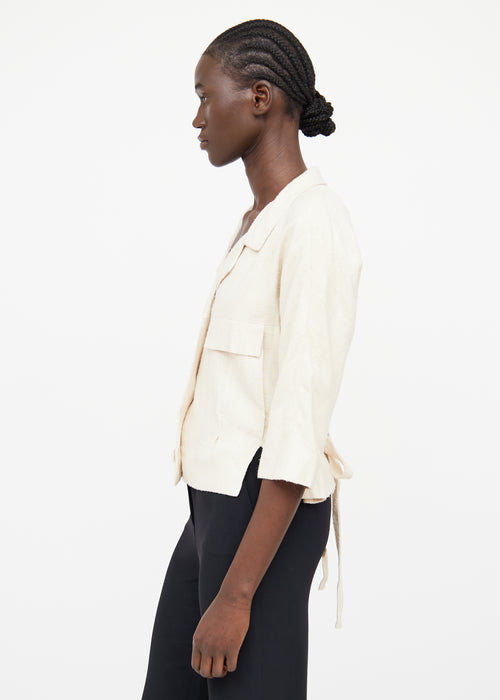 Balenciaga Beige Crop Half Sleeve Jacket