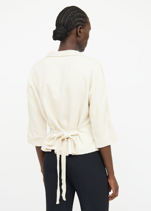 Balenciaga Beige Crop Half Sleeve Jacket
