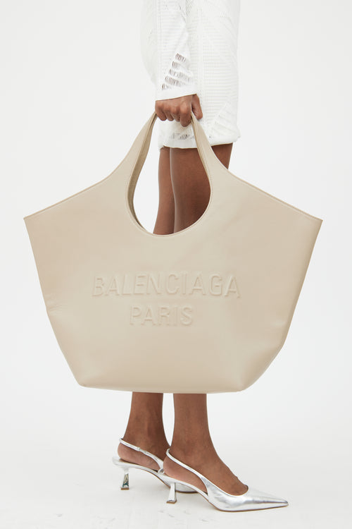 Balenciaga Beige Leather Mary Kate Logo Tote