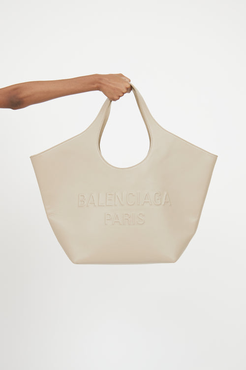 Balenciaga Beige Leather Mary Kate Logo Tote