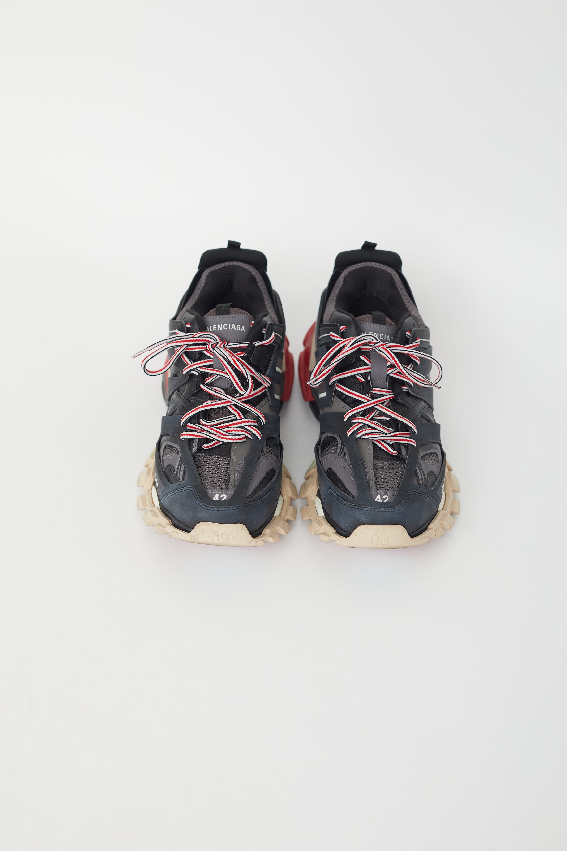 Balenciaga Track 2 Layered Metallic Sneakers In Red