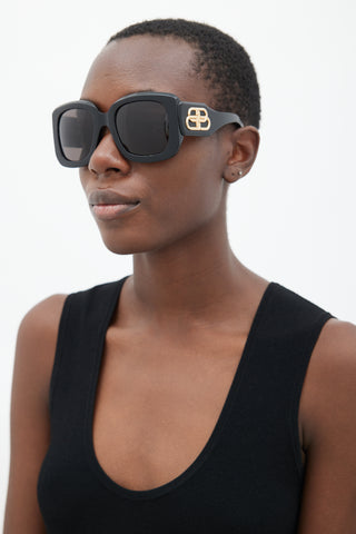 Balenciaga Black BB0069S Oversized Square Sunglasses