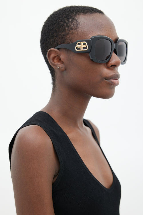 Balenciaga Black BB0069S Oversized Square Sunglasses