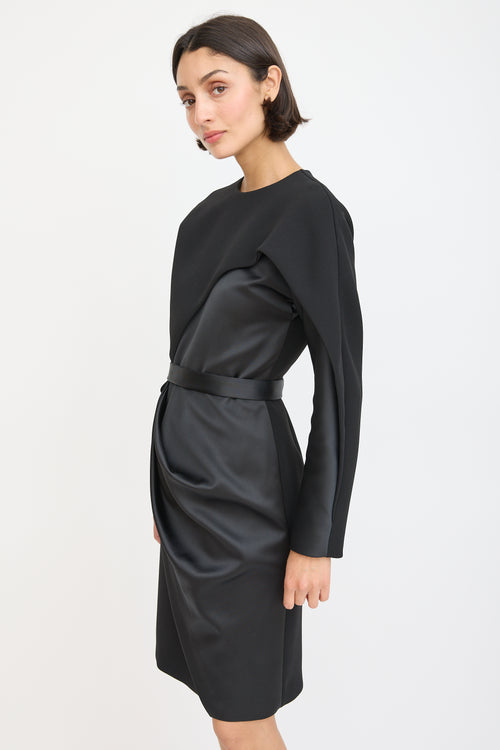 Balenciaga Black Belted Asymmetric Midi Dress