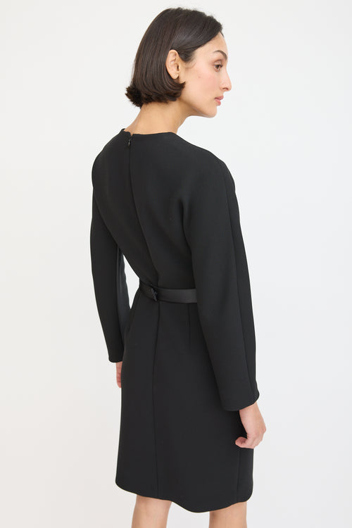 Balenciaga Black Belted Asymmetric Midi Dress