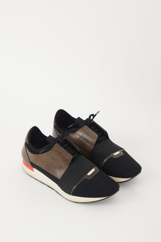 Balenciaga Black & Brown Race Runner Sneaker