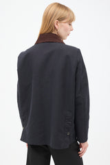 Balenciaga Black & Brown Cotton Spear Point Collar Jacket