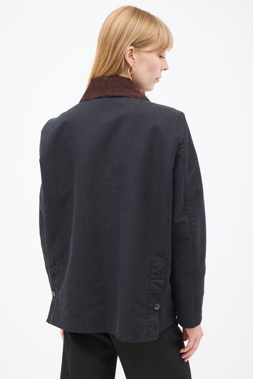 Balenciaga Black & Brown Cotton Spear Point Collar Jacket