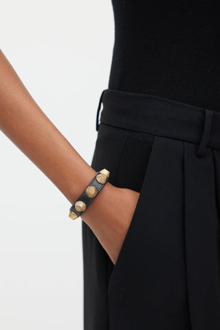 Balenciaga Black & Copper Studded Bracelet