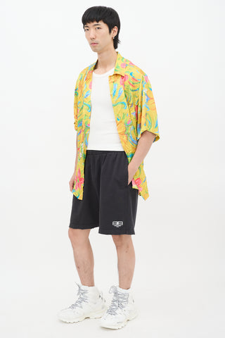 Balenciaga Black Cotton BB Paris Distressed Shorts