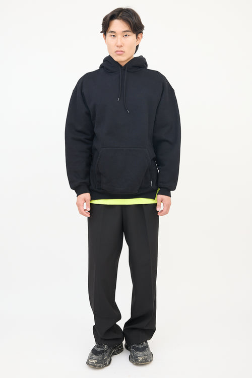 Balenciaga Black Cotton Side Zip Hoodie