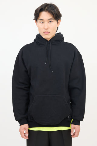 Balenciaga Black Cotton Side Zip Hoodie