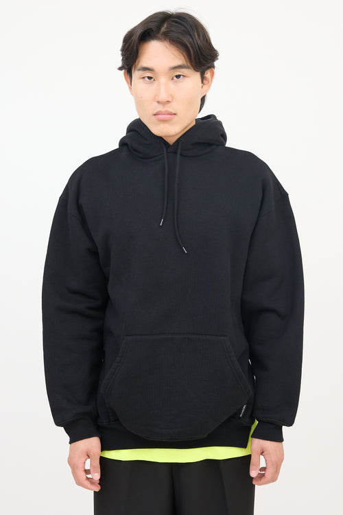 Balenciaga Black Cotton Side Zip Hoodie