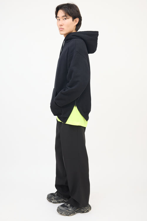 Balenciaga Black Cotton Side Zip Hoodie