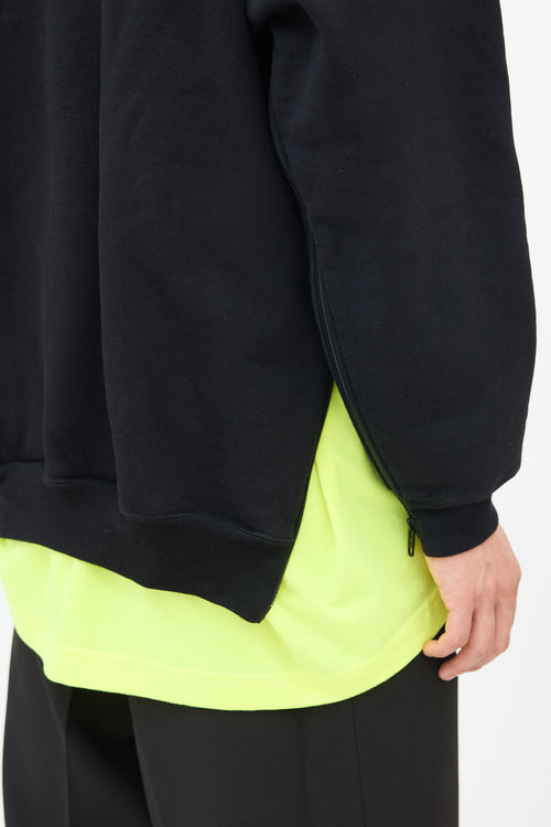 Balenciaga Black Cotton Side Zip Hoodie