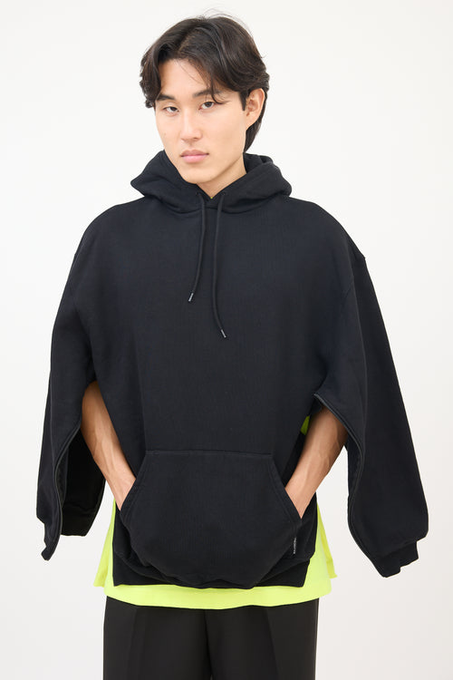 Balenciaga Black Cotton Side Zip Hoodie