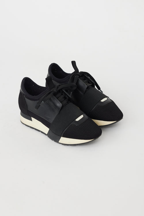 Balenciaga Black & Cream Race Runner Sneaker