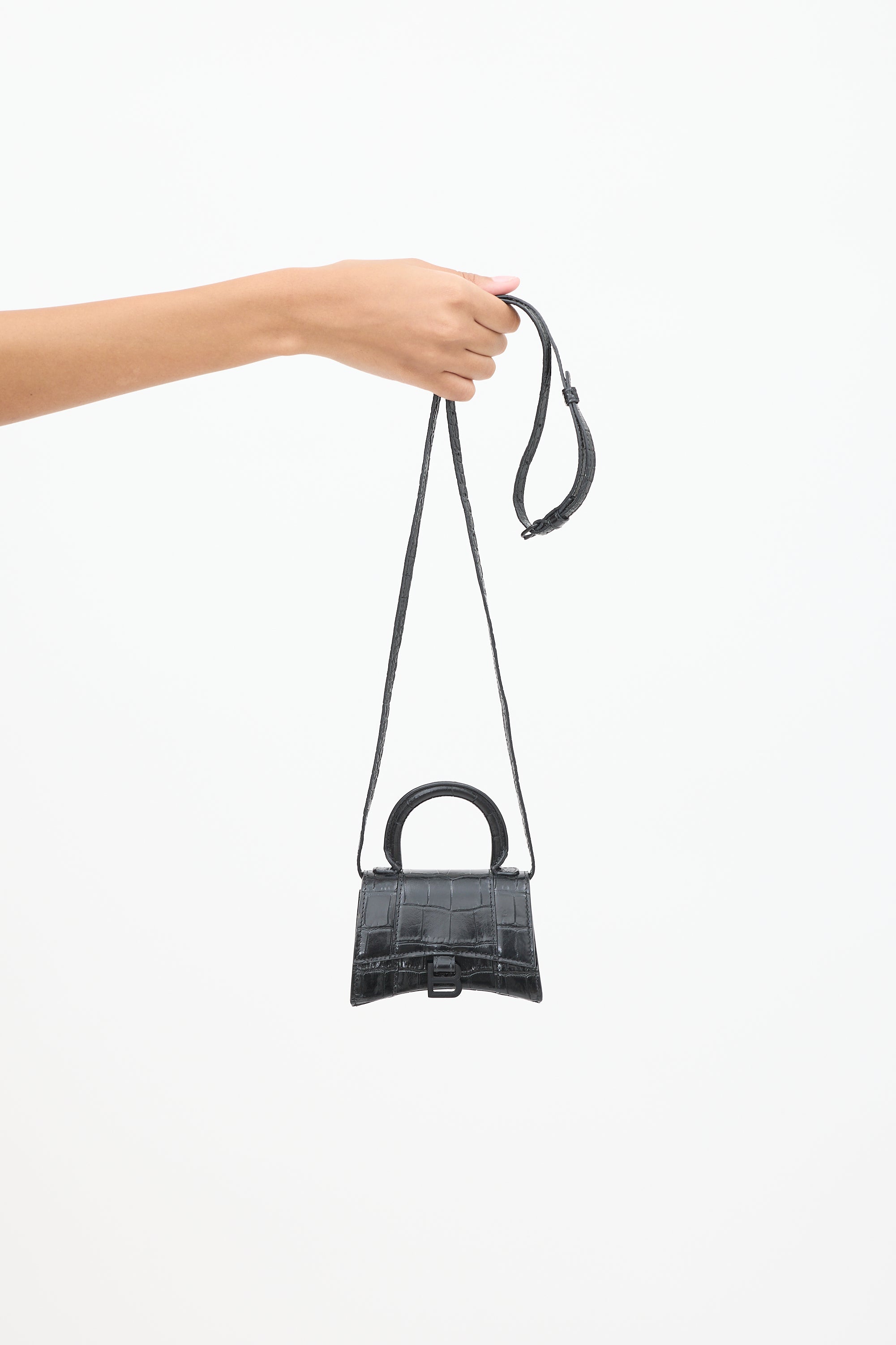 balenciaga mini crossbody backpack Balenciaga // Black Embossed Leather Hourglass Mini Crossbody Bag – VSP Consignment