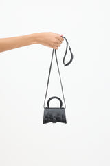Balenciaga Black Embossed Leather Hourglass Mini Crossbody Bag