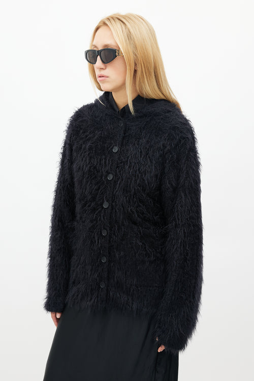 Balenciaga Black Fuzzy Hooded Sweater