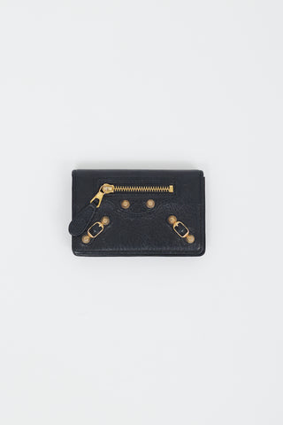 Balenciaga Black & Gold City Moto Bifold Cardholder