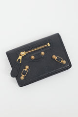 Balenciaga Black & Gold City Moto Bifold Cardholder