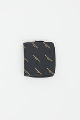 Balenciaga Black & Gold Logo Printed Zip Wallet