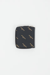 Balenciaga Black & Gold Logo Printed Zip Wallet